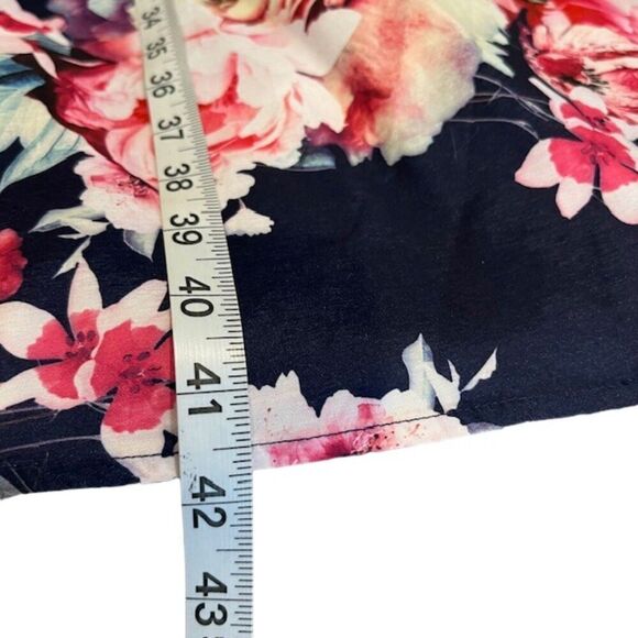 PROMGIRL Formal Maxi Skirt Lined Navy Floral Print Side Zipper Size Medium - Picture 10 of 11